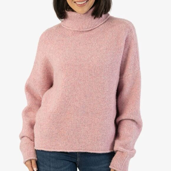 Kut from the Kloth pink wool blend cropped turtleneck sweater xs - Picture 1 of 7